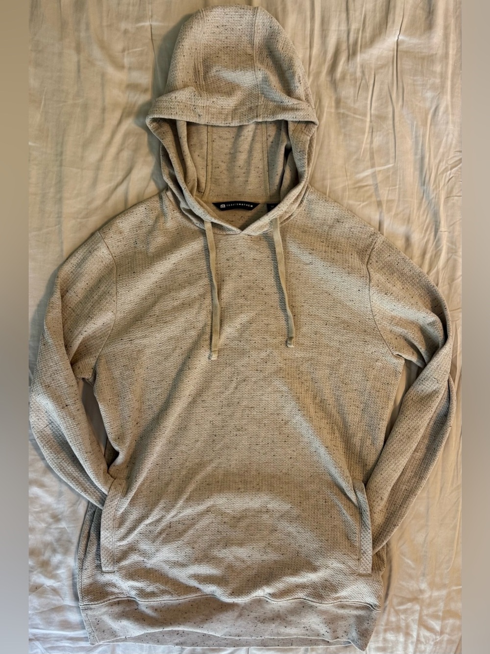TravisMathew Cloud Waffle Hoodie Mens Medium Oatmeal Modal Golf Athleisure $170